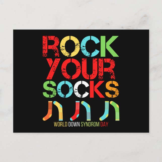 Cartão Postal World Down Syndrome Day Rock Your Socks (Frente)