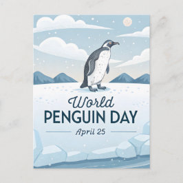Cartão Postal World Penguin Day Winter Nature Illustration