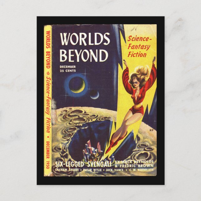 Cartão Postal Worlds Beyond v01 n01 (1950-12.Hillman)_Pulp Art (Frente)