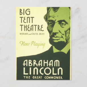 Cartão Postal WPA Poster Abraham Lincoln Illinois 1936