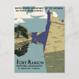 Cartão Postal WPA Viagens vintage Fort Marion Florida