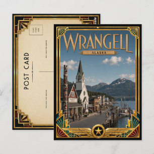 Cartão Postal Wrangell Alasca Arte Deco Vintage Idade Dourada