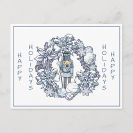 Cartão Postal Wreath do Quebra-Nozes de Natal Branco