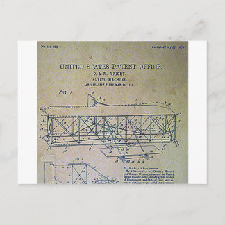 Cartão Postal Wright Brothers Patent Design