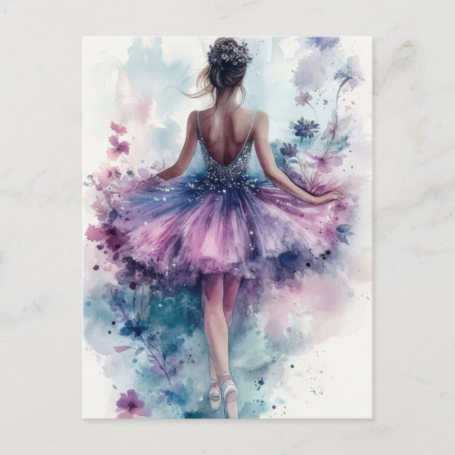 Cartão Postal Wunderschöne Aquarell Ballerina im Tutu  (Frente)