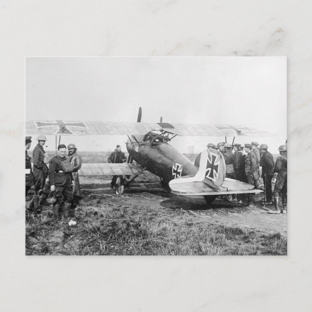 Cartão Postal WW1 avião de combate alemão, 1910s (Frente)