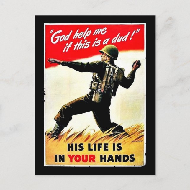 Cartão Postal Wwii Em Suas Mãos (Frente)