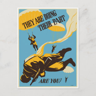 Cartão Postal WWII Vintage Paratrooper