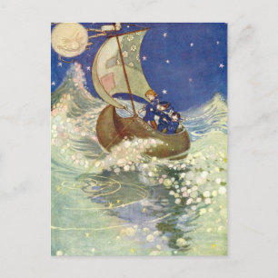 Cartão Postal Wynken, Blynken e Nod de Willie Pogány