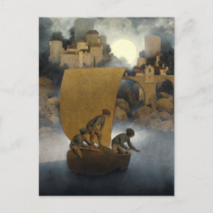 Cartão Postal Wynken, Blynken e Nod por Maxfield Parrish 1902