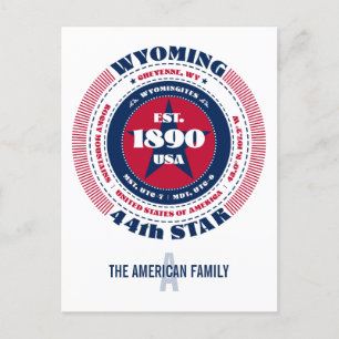 Cartão Postal Wyoming, Cheyenne, WY, Patriótico, Monograma
