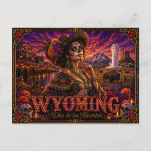 Cartão Postal Wyoming Dia de los Muertos Retro