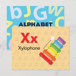 Cartão Postal X é para Xylophone - Placa Flash Alfabet