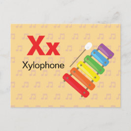 Cartão Postal X é para Xylophone - Placa Flash Alfabet