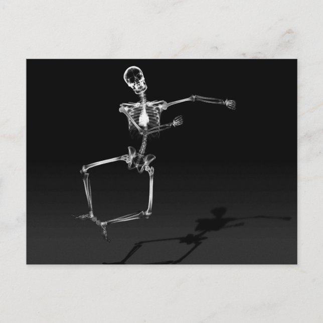 CARTÃO POSTAL X RAY SKELETON JOY LEAP B&W (Frente)