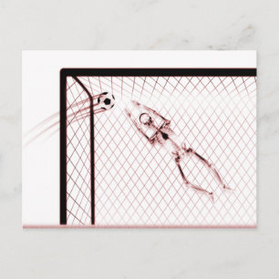 CARTÃO POSTAL X-RAY SKELETON SOCCER GOALIE - RED