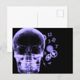 Cartão Postal X-Ray Skull & Clock Parts - Roxo