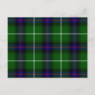 Cartão Postal Xadrez azul verde MacDonald tartan