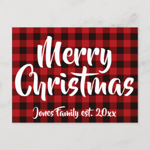 Cartão Postal Xadrez de búfalos negros e vermelhos - Feliz Natal