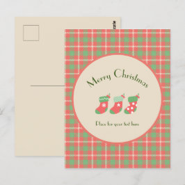 Cartão Postal Xadrez de natal à base de vermelho