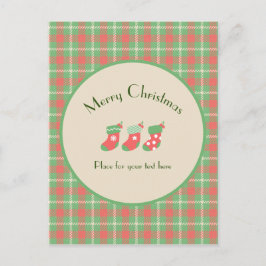 Cartão Postal Xadrez de Natal com base verde