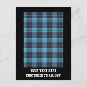 Cartão Postal Xadrez de tartan azul