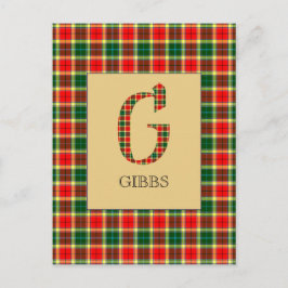 Cartão Postal Xadrez Gibbs Monograma G 
