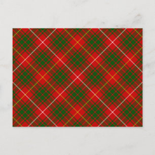 Cartão Postal Xadrez verde vermelho tartan Bruce