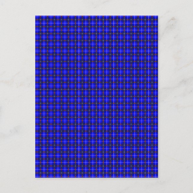 Cartão Postal Xadrez Vermelho, Branco e Azul com Estrelas (Frente)