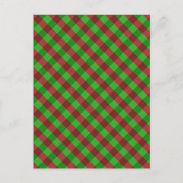 Cartão Postal Xadrez Vermelho e Verde com Brilho