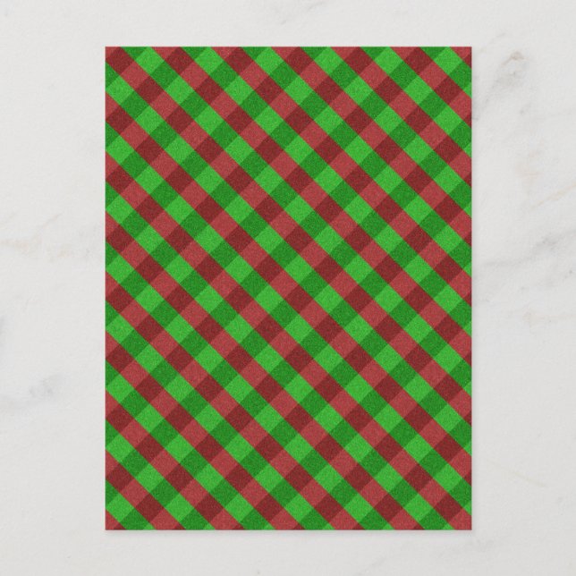 Cartão Postal Xadrez Vermelho e Verde com Brilho (Frente)