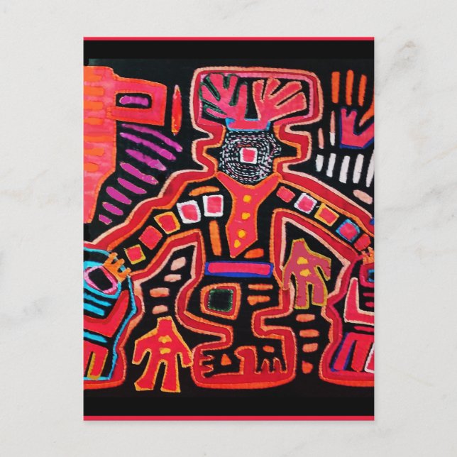 Cartão Postal Xamã Tribal Cuna com Ventoinhas (Frente)