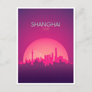 Cartão Postal Xangai, China Vintage Chinês, linha do horizonte V