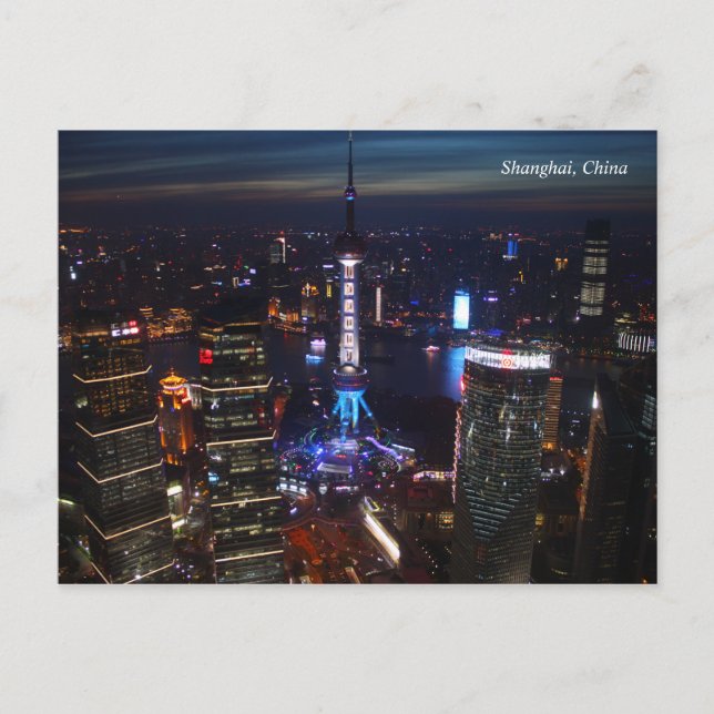 Cartão Postal Xangai por noite China (Frente)