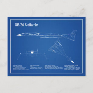 Cartão Postal XB-70 Valkyrie - Planos de avião Blueprint AD