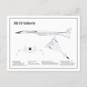 Cartão Postal XB-70 Valkyrie - Planos de avião Blueprint BD