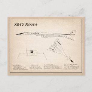 Cartão Postal XB-70 Valkyrie - Planos de avião Blueprint SD