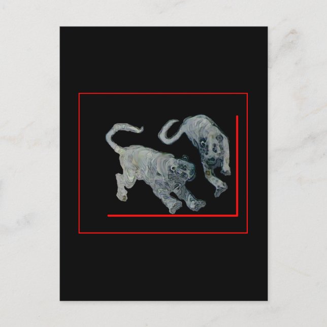 Cartão Postal Xian China 2002 Ghost Tigers Red Boarder jGibney (Frente)