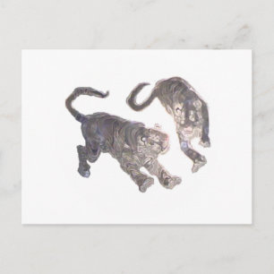Cartão Postal Xian China 2002 Tigres Fantasmas Círculo Branco Tr