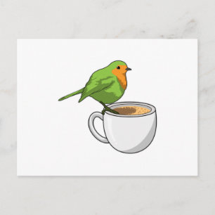 Cartão Postal Xícara de Café Bird