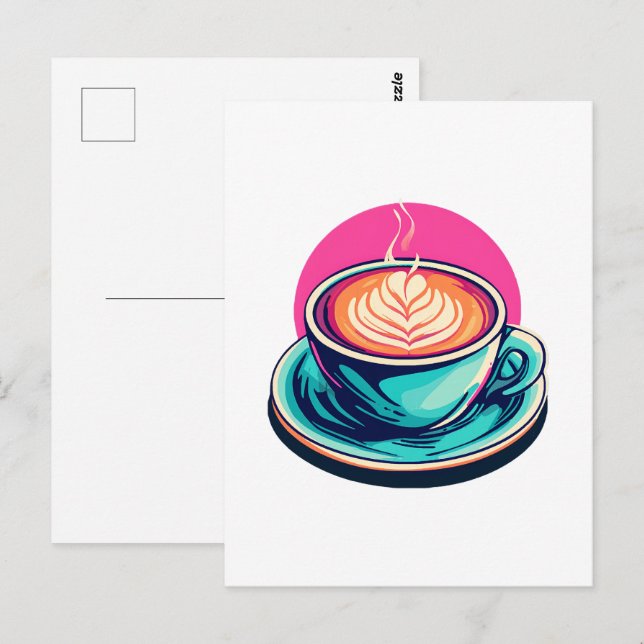 Cartão Postal Xícara de cappuccino (Frente/Verso)