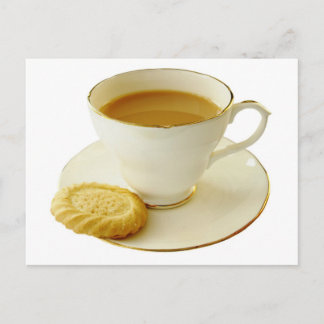 Cartão Postal Xícara de chá com biscoito