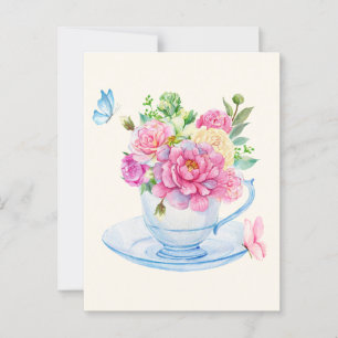 Cartão Postal Xícara de chá de flores