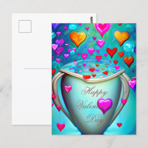 Cartão Postal Xícara estourando de valentine de corações
