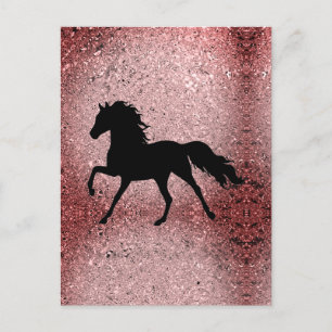Cartão Postal Xiny Rosa Dourado Horse Padfolio