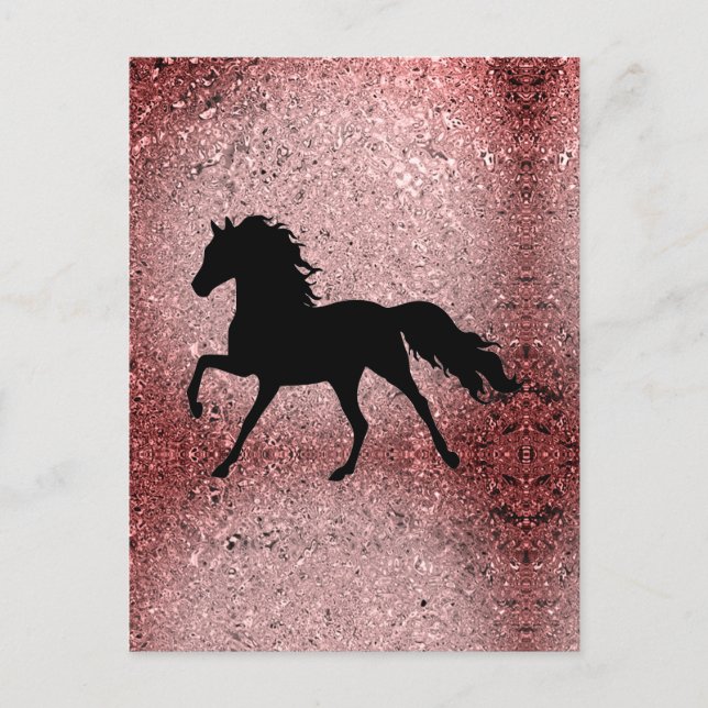 Cartão Postal Xiny Rosa Dourado Horse Padfolio (Frente)
