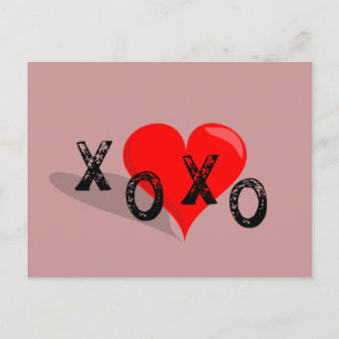 Cartão Postal XOXO Heart Hugs and Kisses