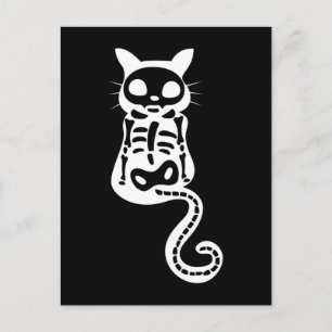 Cartão Postal Xray Cat Kitten Skeleton Halloween