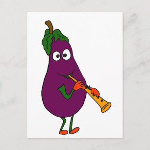 Cartão Postal XX- EggPlant Reproduzindo Cartoon Clarinet