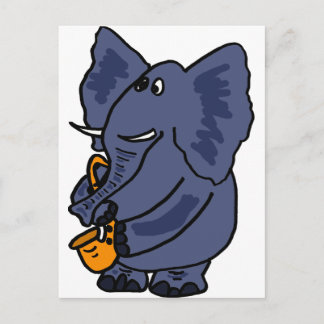 Cartão Postal XX- Elefante Jogando Saxofone